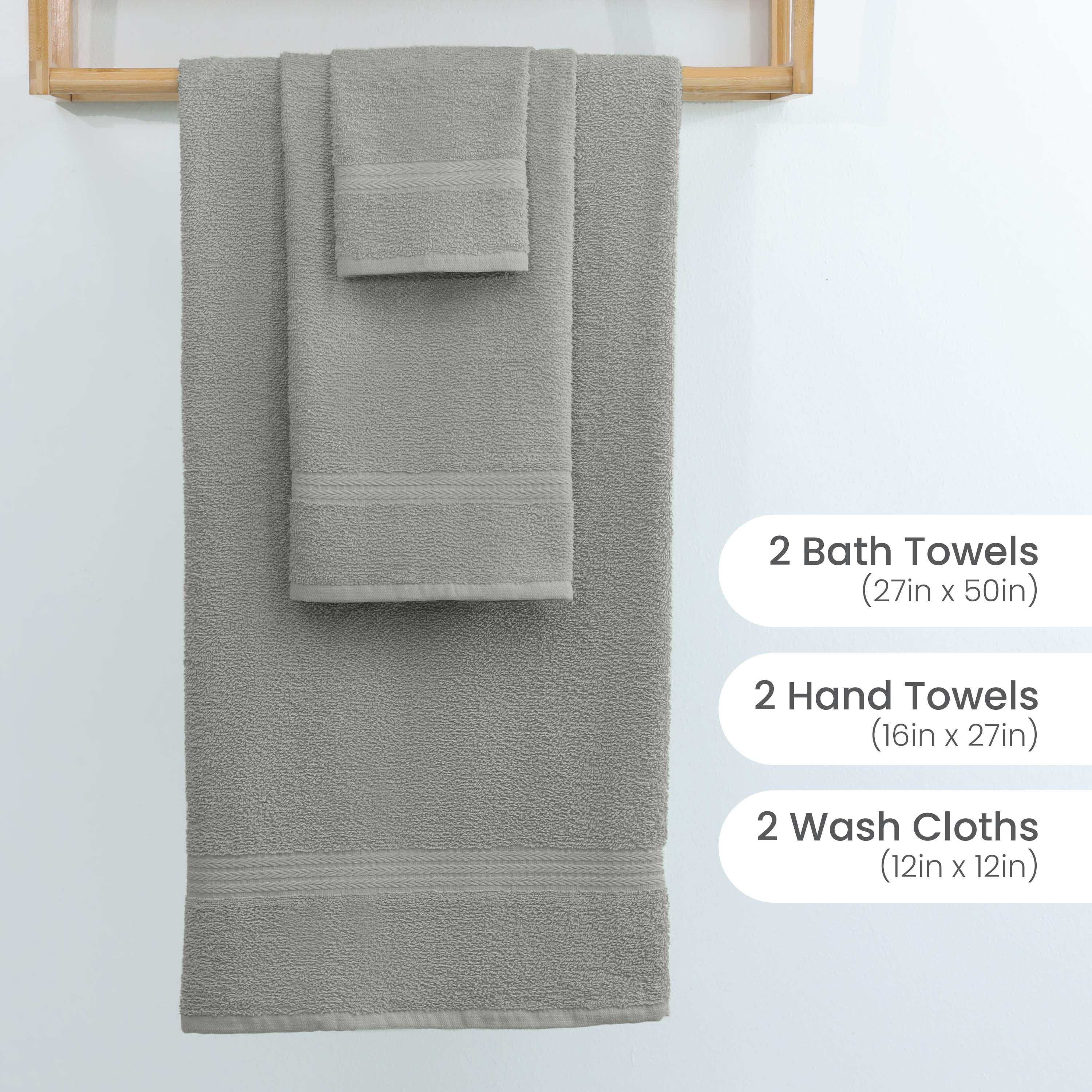 Martex Easy Living 6-Piece Cotton Towel Set, Soft & Quick-Dry Towels, Grey