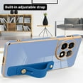 thumbnail image 4 of Designed for OnePlus 11 5G Case with Strap Luxury Plating Gold Bumper Phone Cover Wristband Kickstand Full Body Protective Slim Case for Women-Blue, 4 of 9