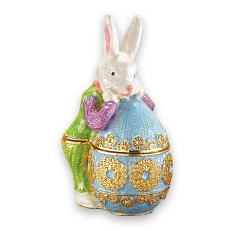 Collections Etc Bunny and Egg Trinket Boxes - Small Item or Jewelry Storage, Gift Idea and Decorative