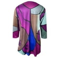 thumbnail image 5 of Pompotops Ladies Colorblock Printed V-neck Zipper Casual Loose Long Sleeve Top, 5 of 5
