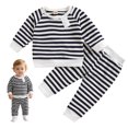 thumbnail image 6 of Quealent Toddler Baby Boy Clothes Long Sleeve Sweatshirt Pants Set Fall Winter Outfits (Black, 0-3 Months), 6 of 9