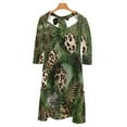thumbnail image 6 of Tropical Leaves Leopard Print Fabric Sweetheart Knot Flared Dress Fashion Design Large Size Loose Dress Spring Summer Women Dress, 6 of 9
