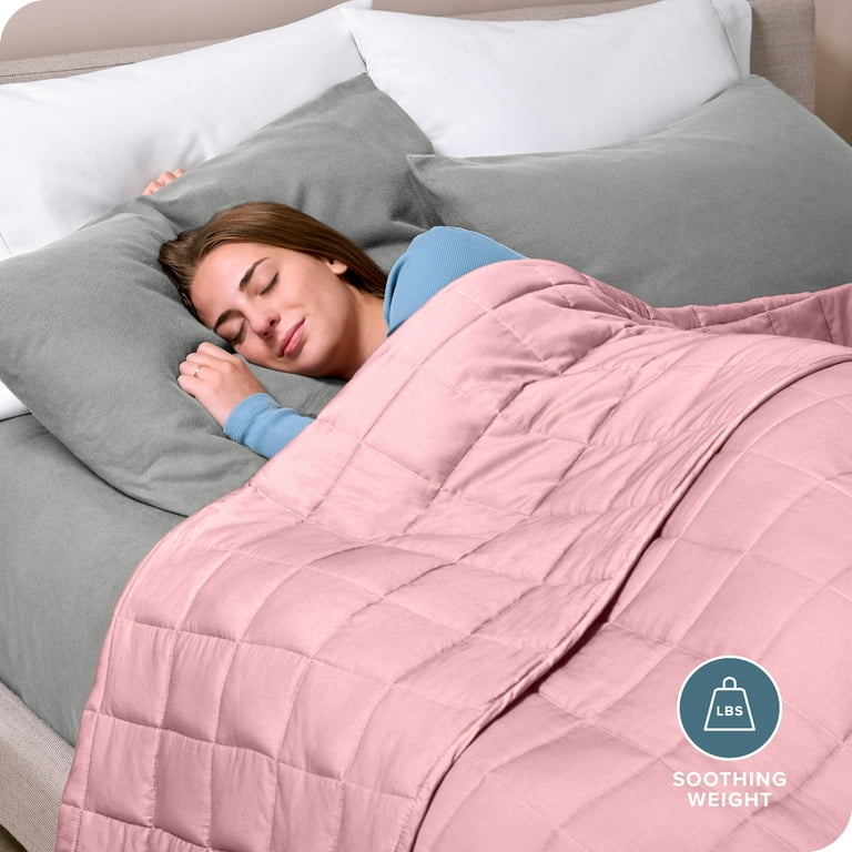 Free Shipping Bare Home 10 lbs Weighted Blanket for Kids 40 x 60 210tc Twill Cotton Light Pink Walmart