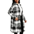 thumbnail image 3 of Coats for Women Spring Fall Classic Grid Coat Lapel Collar Open Front Belted Long Jacket, 3 of 8