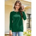 thumbnail image 5 of JYLFC Women Casual Long Sleeve Shirts with Pockets Crew Neck Sweatshirt with Pockets Loose Soft Lightweight Tunic Tops Army Green L, 5 of 7