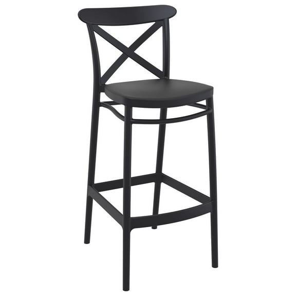 Compamia Cross Contemporary Resin Indoor Outdoor Bar Stool Black