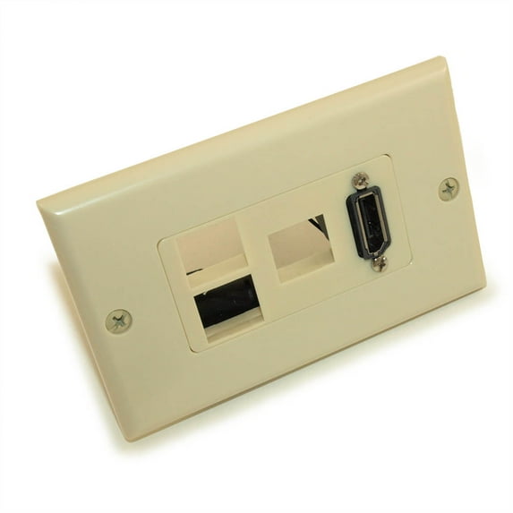 Wall plate: DisplayPort + 3 Hole Keystone, Ivory