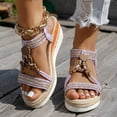 thumbnail image 2 of Women's Elastic Slingback Platform Sandals Lightweight Non Slip Wedge Beach Shoes Comfortable Heeled Slide with Back Strap Red Size 7.5, 2 of 5