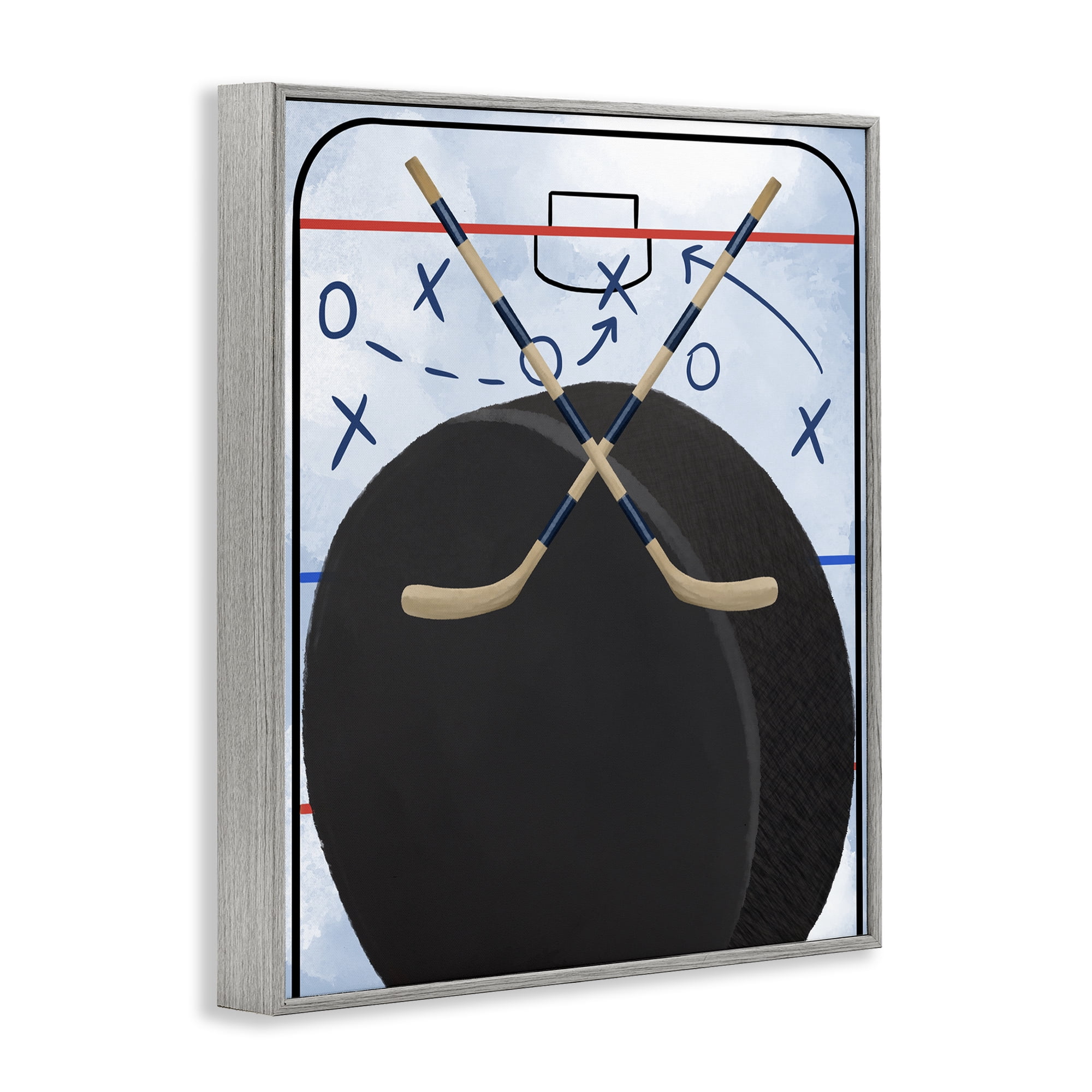 Stupell Industries Hockey Rink Tactics Gray Framed Giclee Art, design by Jennifer Stith