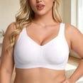 thumbnail image 2 of VISALY Jelly Bras for Women Plus Size Seamless Wireless Lifting Bra Full Coverage V‑Neck No Underwire Support Bralette Wide Strap Smoothing Soft Comfy Lift Minimizer Push Up T‑Shirt Bra White L, 2 of 6