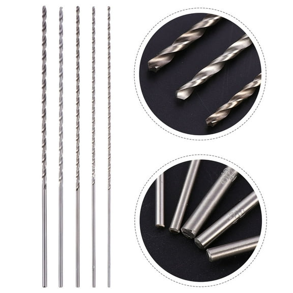 LEORX 5Pcs Extra Long Drill Bit Metal Titanium Coating High Speed Steel
