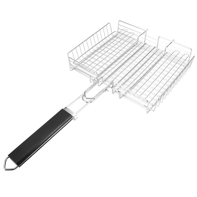 BBQ Net Square Grilled Fish Chicken Net Clip Hand Held Grill Mesh Wire Clamp