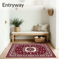 thumbnail image 3 of ODIKA 8'x10' Machine Washable Non-Slip Area Rug, Winter Wonderland Snowflake Medallion with Festive Elk High Traffic Rug, Red, 623257, 3 of 7
