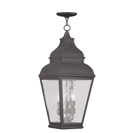 

Outdoor Pendants 3 Light With Clear Water Glass Charcoal size 10 in 180 Watts - World of Crystal