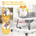 thumbnail image 3 of 5 in 1 Anti-Rollover Foldable Baby Walker, 5 Adjustable Height Toddler Learning Walking Chair with Detachable Musical Toy, Anti-Fall Safe Infant Activity Walker - White, 3 of 8