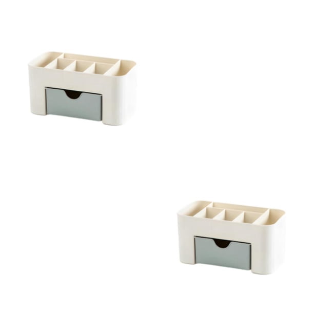 Kearding Caja organizadora de maquillaje con cajón para esmalte de uñas, contenedor de artículos diversos de escritorio, soporte para el Azul claro 2Conjunto