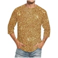 thumbnail image 1 of Camisas de Lino para Hombres Impresión Cuello Redondo Casual 3/4 Manga Blusa, Mezcla de Lino de Algodón para Primavera Verano Ocio Y Tops Diarios, 1 of 9