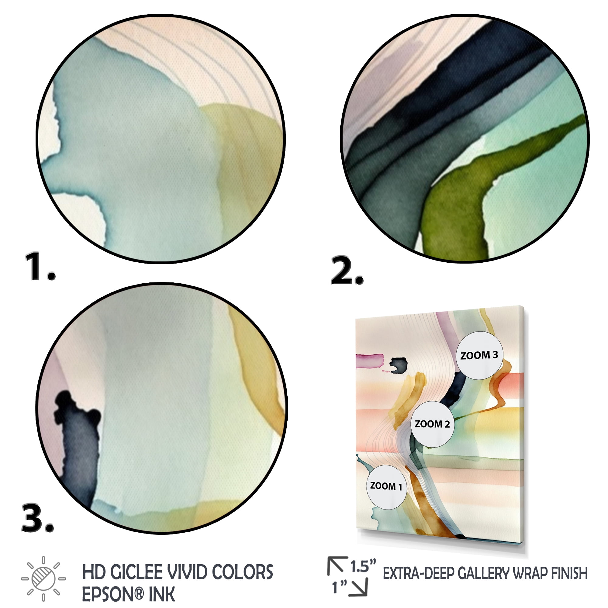 Designart Multi-Color Abstract Waves III Canvas Wall Art