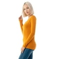 thumbnail image 2 of Simply Fashion Basic V Neck Long Sleeve T-Shirts - Stretch Cotton SpandexMUSTARD,SMALL, 2 of 5