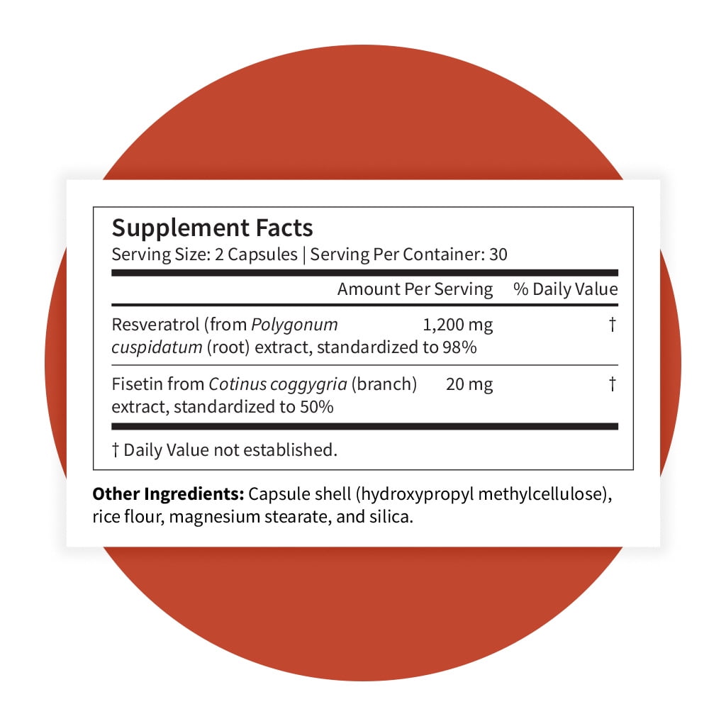 Pattern Wellness Resveratrol + Fisetin, Heart & Cellular Health Support, 60 Count