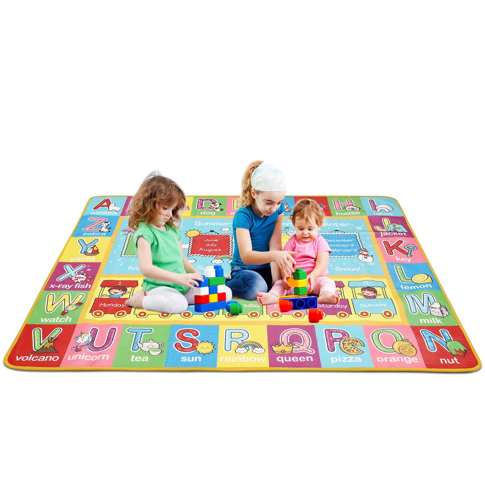 IMIKEYA Baby Play Mat Letters Numbers Graphics Playmat Nursery Kids Area Rug 200x150cm 