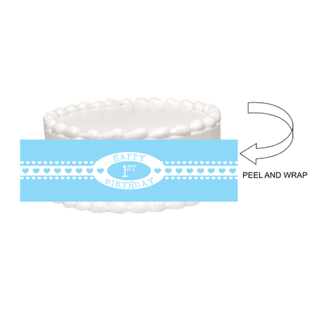 Happy Birthday Peel - Happy 1st Birthday Peel and Stick Edible Cake Image Wrap Ribbon