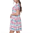 thumbnail image 2 of Lsque Striped Flamingo Print Women's Casual Dress T-Shirt Summer Short Sleeve Scoop Neck Swing Dresses, 2 of 6
