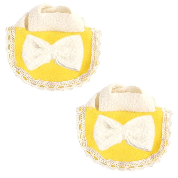 2 piezas de ropa linda para mascotas pequeñas, ropa para hámster, disfraz de hámster con lazo, color amarillo, talla S