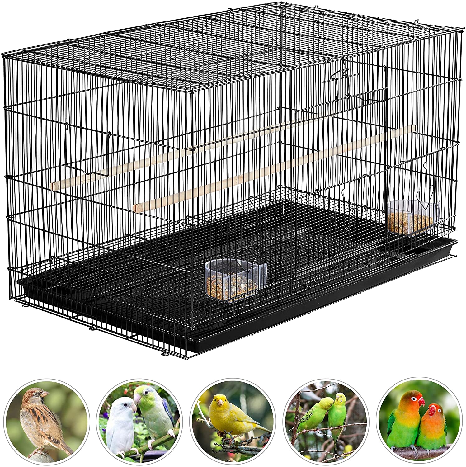 WBTER Pet Products Stackable Rectangle Flight Bird Cages for Small Birds Parrots Parakeets Cockatiels Conures Budgies Lovebirds Canaries Finches w/Slide-Out Tray