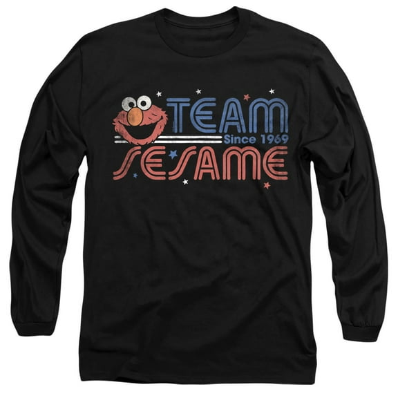 Sesame Street Team Sesame Unisex Adult Long-Sleeve T Shirt, Black, 3X-Large