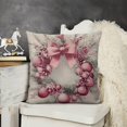 thumbnail image 5 of Christmas wreath, pink, ornamentslinen toss pillowcase decoration pillowcase gifting preferred 24x24 inch cushion cover sofa pillowcase sofa bedroom living room car, 5 of 6