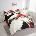 thumbnail image 3 of Manfei Black Red Watercolor Twin Bedding Sets 7-Piece, Modern Artwork Bedding Comforter Set, Teen Kid Adult Reversible Sheet Sets, Ultra Soft Home Decor, 3 of 7