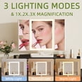 thumbnail image 5 of HIGDBFE Small Makeup Vanity Desk with Lighted Mirror, 3 Fabric Drawers and Height-Adjustable Stand, Black Vanity for Bedroom and Small Spaces, 5 of 9
