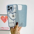 thumbnail image 5 of iPhone 14 Pro Max Case, 3D Hollow Love Heart Pattern, Luxury Plating with Bling Sparkly Glitter Case,Soft TPU Shockproof Protective Case for 14 Pro Max for Women Girls, Light Blue, 5 of 13