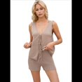 thumbnail image 1 of Conjunto de 2 Piezas de Ropa de Estar Informal de Punto para Mujer, con Escote en V y Lazo Frontal, Chaleco y Pantalones Cortos A Juego, para Playa Gris Rosado Pálido S, 1 of 7