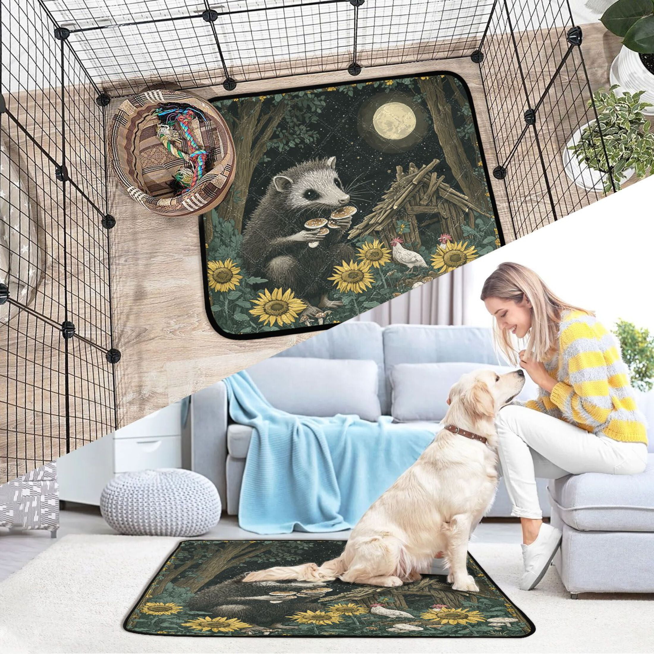 Qxltty Extra Large Possum Cat litter Pads Pet Set of 3 Diaper Mats Center Anti-leakage Layer Absorbent Soft and Comfortable