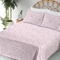 thumbnail image 3 of Ambesonne Sakura Fitted & Flat Sheet with Shams 4 Pcs Set, Traditional Cherry Blossom, Queen, Pale Pink Lilac White, 3 of 5