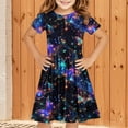 thumbnail image 2 of Pounoo New Dresses For Girls (4-14Y) Girl Simple Printed Short-Sleeved Skirt Pleated Dress Kids Dresses Girls 4-16, 2 of 5