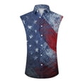 thumbnail image 2 of Domuza Men's 250 Anniversary Usa Shirts American Flag Pattern Casual Sleeveless Lapel Button Tshirts Summer Trendy Comfort Hawaiian Tops Red M, 2 of 5