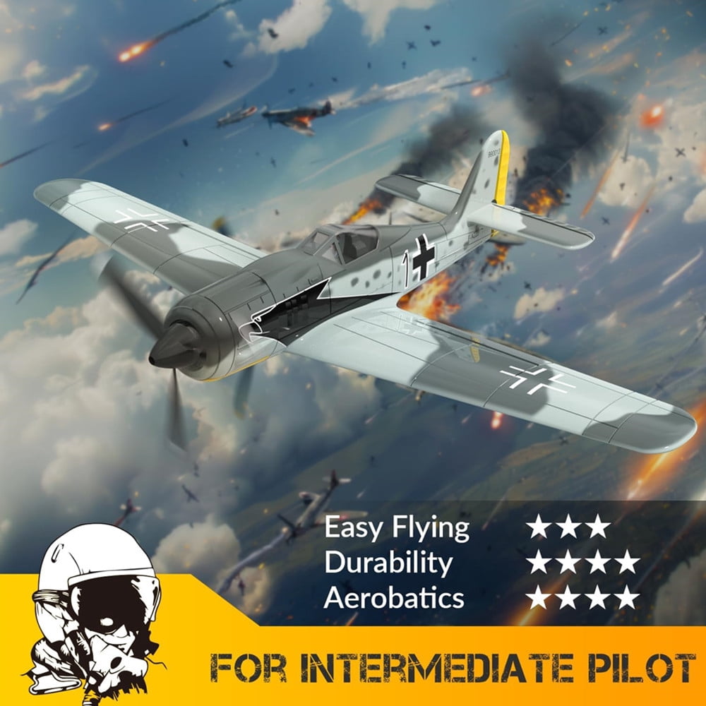 FW190 RC Plane 2.4G 4CH 6Axis Remote Control Airplane One Key Aerobatic RTF Fighter ﻿for Beginners