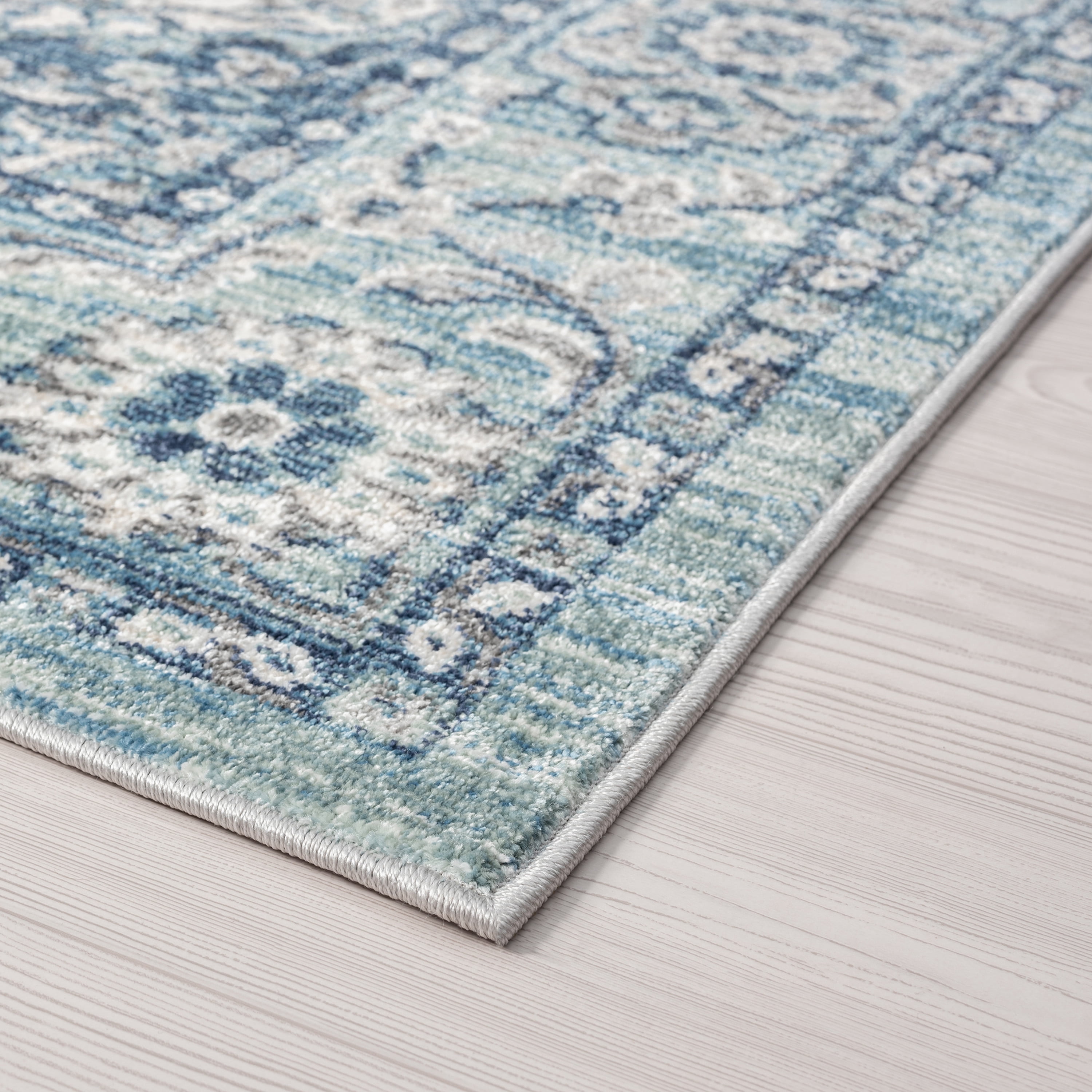 Transitional 2x8 Area Rug (2'3'' x 7'7'') Oriental Navy, Cream Indoor Runner Easy to Clean