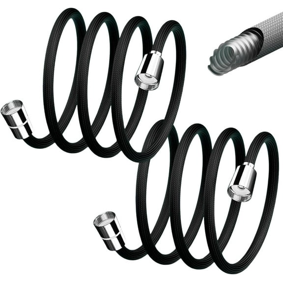 Upgraded Explosion-proof Braided Shower Hose - Anti-leak, Shower Hose Extra Long, Shower Curtain Head Hoses Replacement for Cleaning (Black*2,78in/2m)