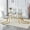 LIGHT GRAY, variant on SUDICA 5-Piece Modern Dining Table Set, 51 inch Glass Table with Gold Legs and 4 Light Gray PU Chairs