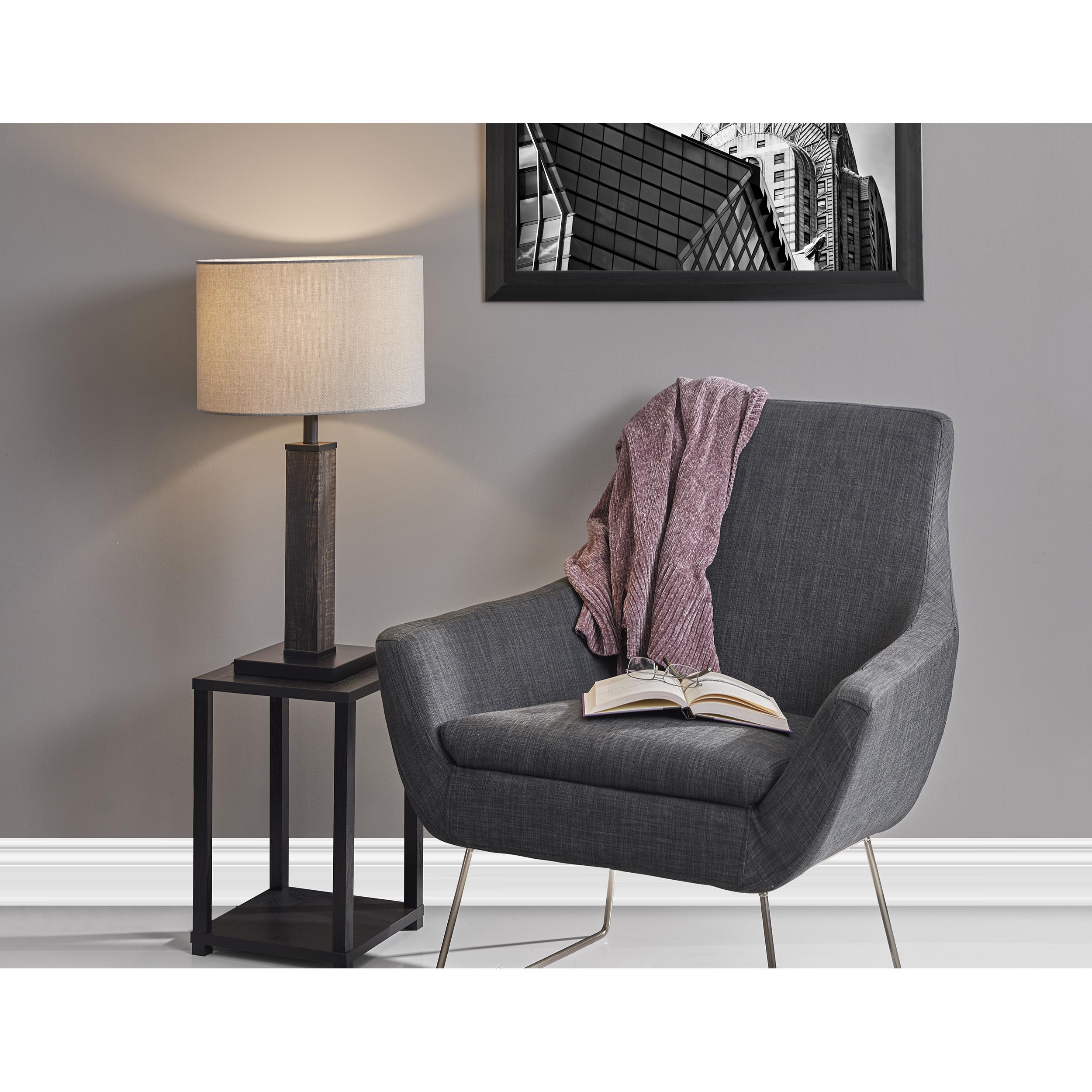 Adesso Kona Table Lamp, MDF with Black Washed Wood PVC Veneer and Black Metal Accents