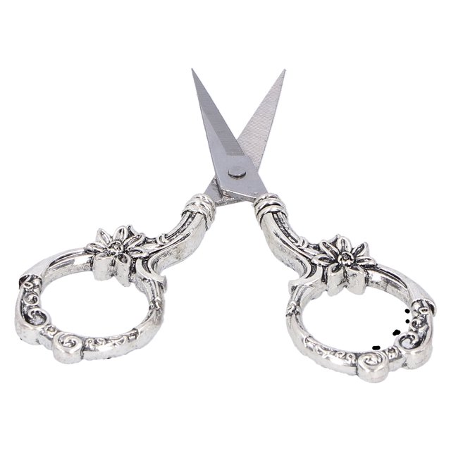 Vintage Flower Scissors, DIY Embroidery Cross Stitch Craft Sewing Accessories Antique CollectionSilverVintage European Style Needlework Tool Retro CollectionSilver