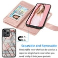 thumbnail image 3 of For iPhone 16 Pro Wallet Case with Credit Card Holder and Strap for Women Men, Tekcoo Detachable Magnetic Phone Case PU Leather Wallet Flip Folio Kickstand Cover for iPhone 16 Pro, Marble, 3 of 8