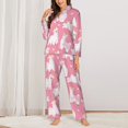thumbnail image 2 of Pajama Sets for Women 2 Pcs, Happy Cute Alpaca Crown Button Down Long Sleeve Sleepwear Lounge PJ Sets, 2 of 6