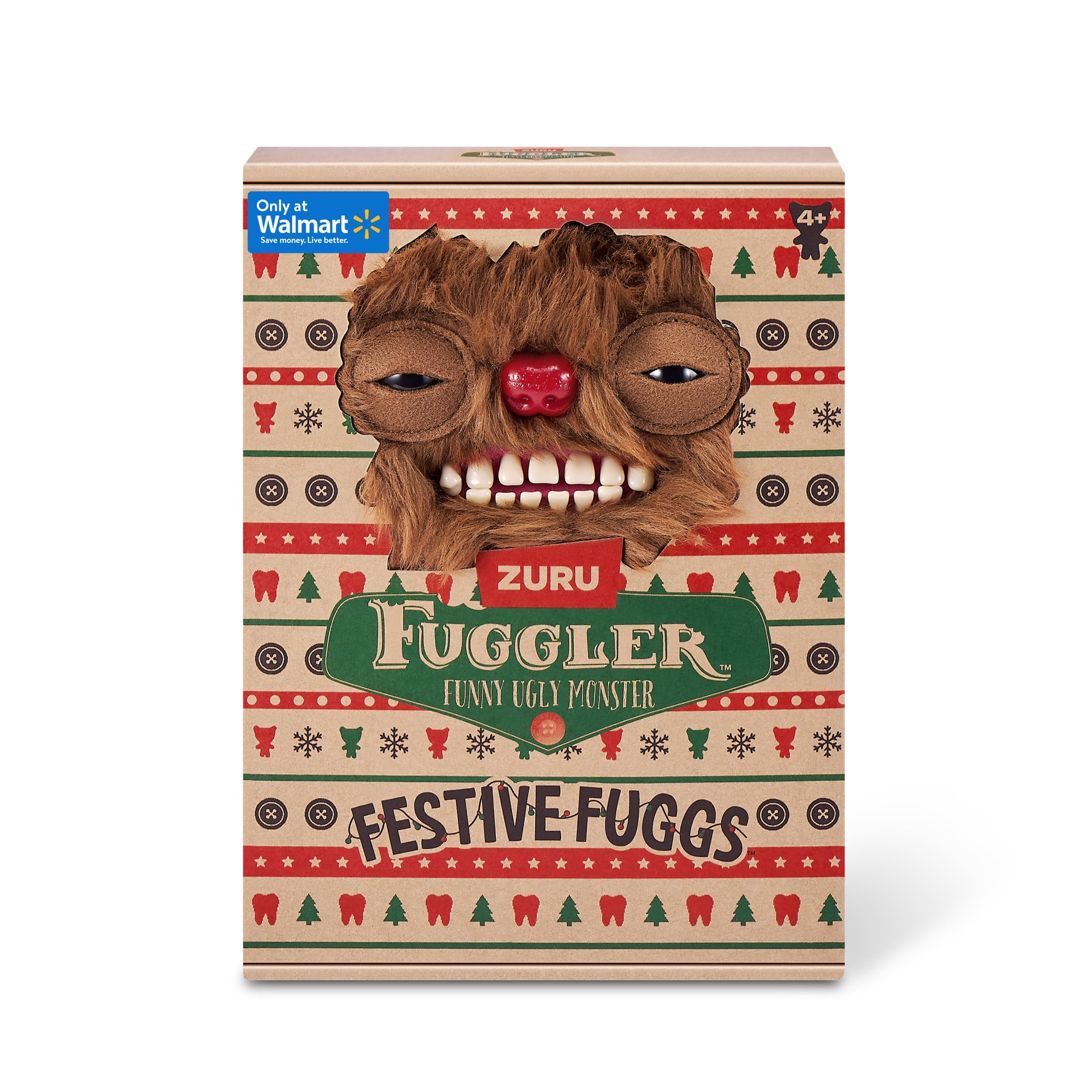 Fuggler Festive Fuggs 9 inch (Reindeer) Soft Plush, Ugly Monster Stuffed Animal Toy by ZURU