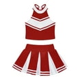 thumbnail image 4 of YONGHS Kids Girls Cheerleading Outfit Sleeveless Tops Pleated Skirt Set 6-16 Wine Red 12, 4 of 5