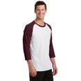 thumbnail image 4 of Port & Co Adult Male Men Heather Long Sleeves T-Shirt Wht/Ath Maroon Medium, 4 of 6
